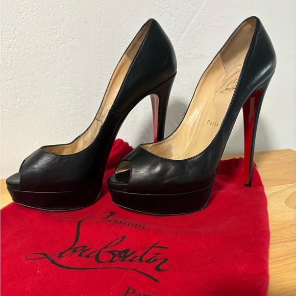 Christian Louboutin Black Peep Toe Pumps - Picture 3 of 12